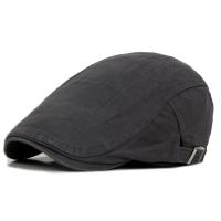 Gorras de algodón ajustables para hombre y mujer, Boina informal plana de hiedra, suave, Color sólido, para conducir, sombreros de sol grises - details 2