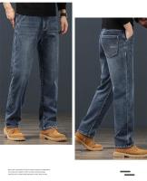 Jeans de Pierna Recta y Cintura Alta para Hombres en Invierno Ajuste Suelto, Largo y Cálido con Tirantes Elásticos Pantalones Cortos de Moda para Hombres Mayores - details 15