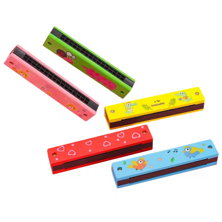 3 PCS Armónica de madera de 16 agujeros Colorido pintado Estilo de dibujos animados lindo Colorido pintado Principiante Montessori Instrumento musical educativo temprano Padres-niños Festival de cumpleaños Recuerdos Regalos para niños Niñas ZYF - 1