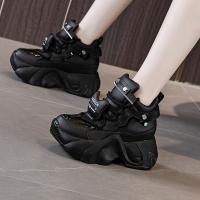 Zapatillas altas de cuero para mujer Zapatos chunky de primavera con cordones - details 6