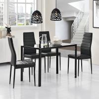 Elegante mesa de comedor con encimera de cristal 105cm x 60cm x 75cm blanco - details 5