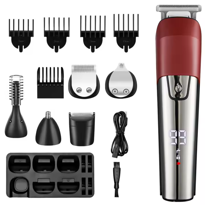 Kit de aseo todo en uno para hombres, recortador de pelo profesional, afeitadora facial corporal, cortadora de pelo eléctrica para Barba, carga usb - 1