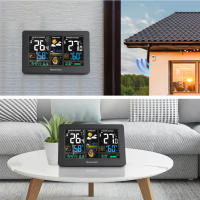 Newentor-Estación Meteorológica Inalámbrica para interiores y exteriores, termómetro Digital con pantalla a Color y reloj atómico - details 3