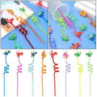 Pajitas reutilizables con diseño de dinosaurio para niños, suministros coloridos para fiestas, decoración para beber, de plástico, 8 piezas - details 7
