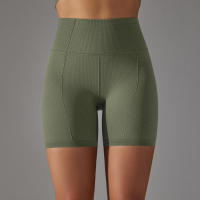 Hamidou-pantalones cortos deportivos de Yoga para mujer, mallas transpirables sin costuras para correr, ciclismo, cintura alta, entrenamiento, gimnasio, Verano - details 2