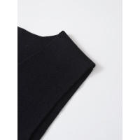 Chic Top de Tanque Elegante Vestido de Oficina para Mujeres Negras Cuello en V, Sin Mangas, Cintura Delgada - details 3