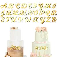 27 unids/set decoración acrílica dorada, para boda, Día de San Valentín, fiesta de cumpleaños, decoración personalizada para pastel con nombre - details 0
