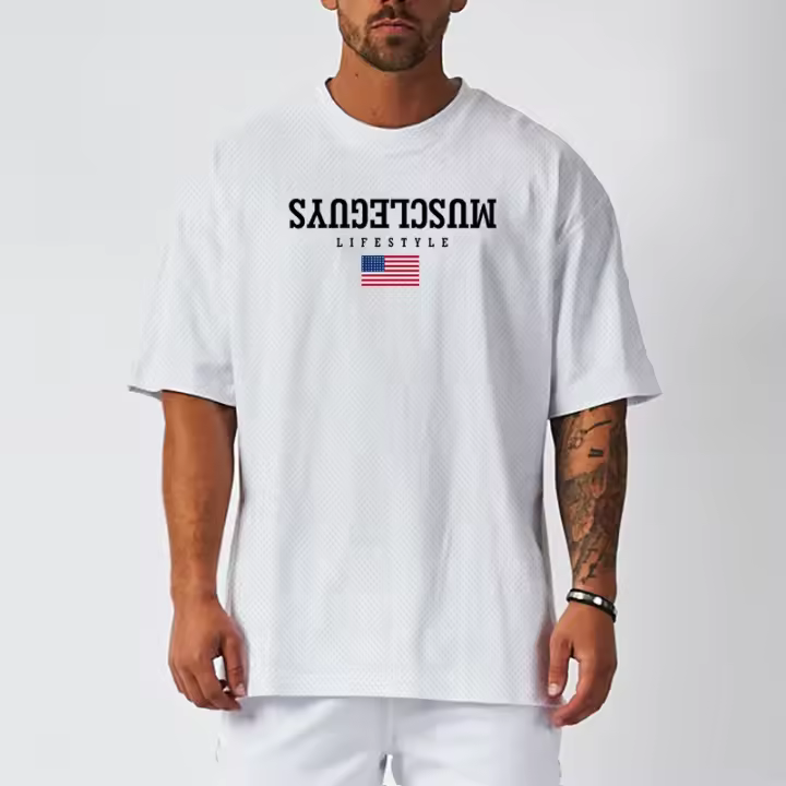 Oversized Casual Sports Mens T-shirt Summer Breathable Quick Dry Gym Fitness Bodybuilding Workout Shirt Loose Short Sleeves Tees - 1