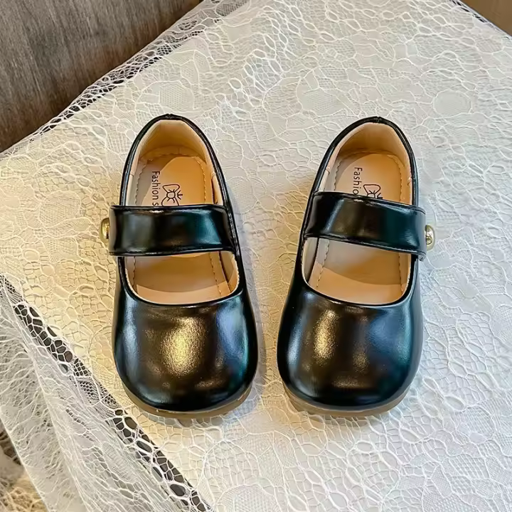 Zapatos de cuero para niños y niñas, zapatillas versátiles informales antideslizantes de fondo suave de princesa de estilo coreano, a la moda, novedad de otoño, 2024 - 1