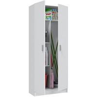 Armario Multiusos, Escobero 2 Puertas 3 Estantes, 180x73x37 (AltoxAnchoxFondo - en cm), Color Blanco - details 4