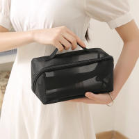 Bolsa De Maquillaje Transparente De Malla Pequeña Grande Negra Organizador De Viaje Portátil Para Cosméticos Y Labiales - details 0