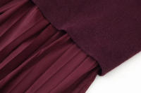 TRAFZA-vestido largo Vintage de manga corta con cremallera trasera para mujer, vestido plisado de punto con cuello redondo, decoración de empalme, primavera 2025 - details 13