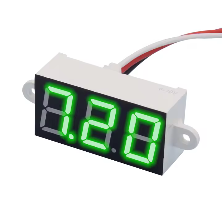 [0.56"] Voltímetro impermeable DC0-10V Pantalla verde 3 cables Panel LED de 0,56 pulgadas Probador de capacidad de voltaje de batería digital Monitor Fuente de alimentación externa Batería de litio de ácido de plomo Moto Vehículos eléctricos Coche - 1
