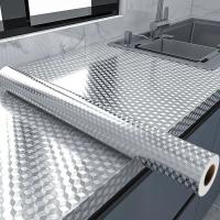 Adhesivo autoadhesivo a prueba de aceite para cocina moderna de 300cm, papel de aluminio, pegatina autoadhesiva para pared para armario de cocina, papel tapiz DIY - details 0
