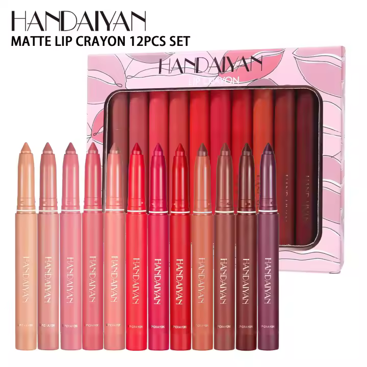 Set de Labiales Hundred-up Handaiyan Bolígrafo de Labios Antiadherente de 12 Colores con Rotación y Afeitado Doble Propósito para Cuidado de la Piel Facial - 1
