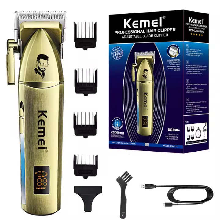 Keme-cortadora de pelo profesional de metal para hombre, máquina eléctrica inalámbrica para cortar el pelo y la barba, recargable - 1