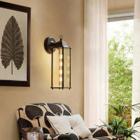 Lámpara de pared minimalista E27, luz de pared impermeable para exteriores, candelabros de vidrio para Patio, jardín, porche, pasillo, Retro, AC90-260V - details 9