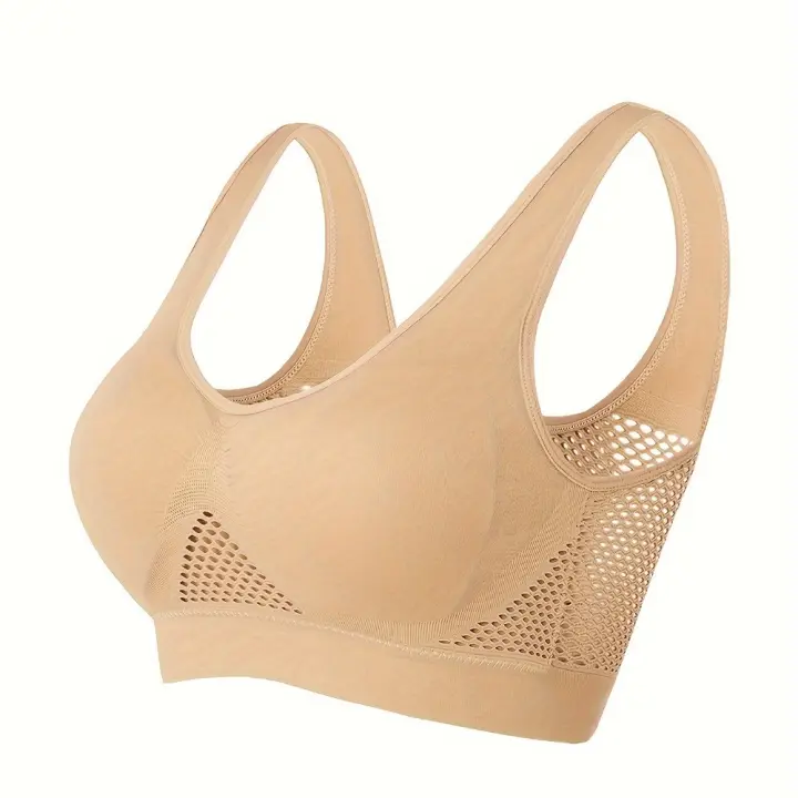 Sujetador deportivo con almohadillas incorporadas, transpirable, alta elasticidad, sin aros, perfecto para yoga, fitness, correr - 1
