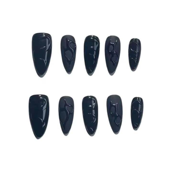 Máquina de prensado manual, uñas postizas adhesivas simples y reutilizables, cortas, negras, acrílicas artificiales, juego completo, kit de puntas de uñas - 1