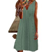 Vestido casual suelto sin mangas con cuello en V de moda para mujer, verano - details 1