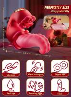 Leten-vibrador 4 en 1 para adultos, juguete sexual para mujeres, consolador de empuje de lengua con temática de rosas, herramienta estimuladora de succión de clítoris para parejas femeninas - details 7