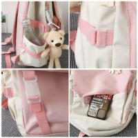 Bolsa de Libros de Nylon Impermeable para Adolescentes, Mochila Universitaria de Gran Capacidad, Mochila Escolar de Moda para Es - details 7