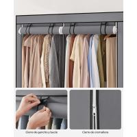 Armario de Tela Portátil Barras para Colgar, Perchero, Plegable, Guardarropa para Dormitorio, Estudio 140 x 43 x 174 cm, Gris RYG02GY - details 7