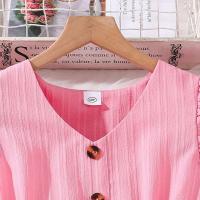 Vestido Rosa para Niñas de 8 a 12 Años Manga Voladora y Cuello en V Vestido Casual Dulce para el Verano 2024 - details 4