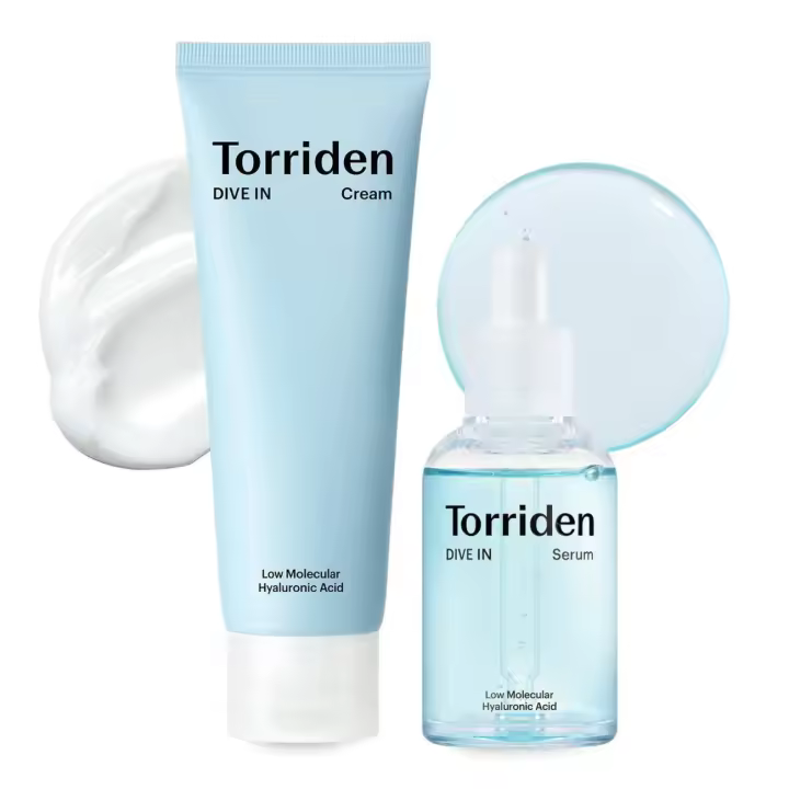 Torriden DIVE IN Suero 1.69 + Crema 2.71 fl.oz. Set dúo de ácido hialurónico |   Cuidado hidratante profundo para obtener una piel de cristal - 1