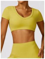 Conjunto de mallas de yoga, top, conjunto deportivo Fiess de manga corta, material de nailon para mujer, patrón sólido adaptable para primavera/verano - details 10