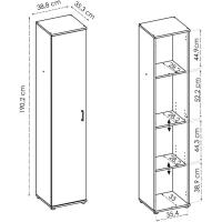 Armario Multiusos 1 Puerta, Madera de ingeniería, Blanco, 39x190x35cm - details 11