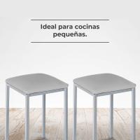 Taburetes de Cocina tapizados - Estructura sólida y firme - Estructura color aluminio y asiento en polipiel - Color del asiento: gris. Contenido: 2 unidades. Medidas: 35 x 35 x 45 cm. - details 5