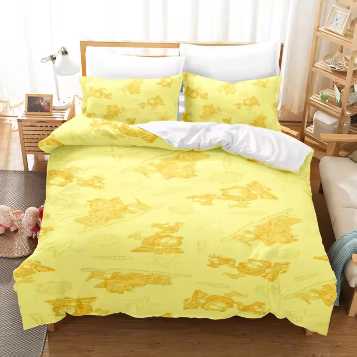 Juego de Ropa de Cama de Dibujos Animados Garfield Conjunto de Cama Twin con Estampado Cómodo - 1
