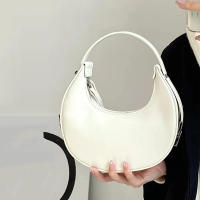 Bolso de hombro de media luna para mujer, bolso elegante informal que combina con todo, color sólido, estilo francés, Vie - details 5