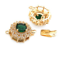 2 juegos de collares redondos de latón y circonita de Color dorado de 18K, cierres de conexión, suministros de joyería Diy de alta calidad para mujer - details 8