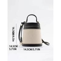 2024 Moda para mujer Primavera y verano Nuevo cilindro Color Forma de caja Solo hombro Bolso de lona oblicuo Mochila de lujo de alta gama - details 2