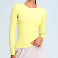 Top deportivo transpirable de manga larga con hombros descubiertos para mujer - details 4