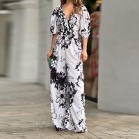 2025 Nueva Europa Y Los Estados Unidos Las Mujeres Ins De Moda Y Elegante Impresión Murciélago Manga Cintura V-cuello Damas Mono Femenino - details 7