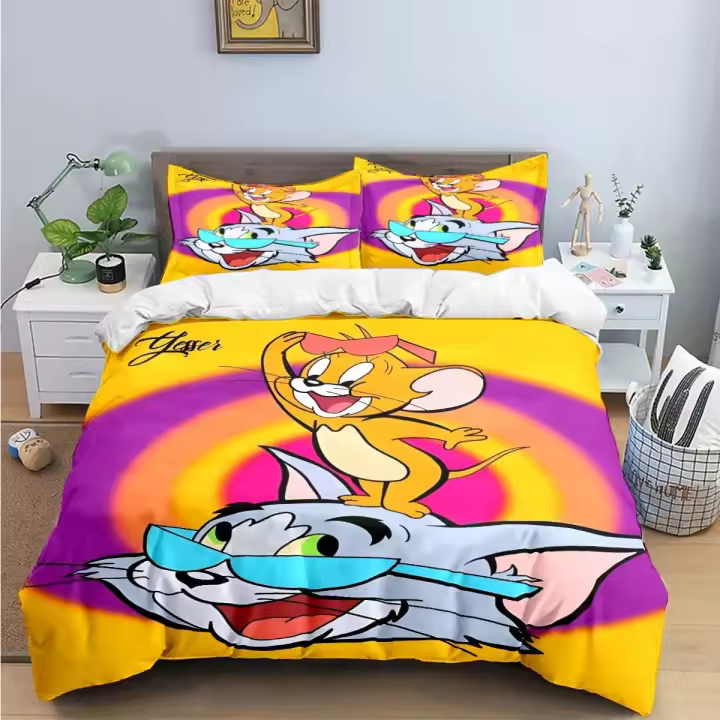 Juego de Ropa de Cama de Dibujos Animados de Tom y Jerry Conjunto de Cama para Niños y Niñas - 1