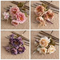 Ramo de flores de peonía artificiales de tacto Real, simulación de peonía hecha a mano de lujo, flores falsas realistas y elegantes, decoración del banquete de boda - details 11
