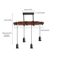 Goeco Lámpara de Techo Colgante - Lámparas de Araña de Madera con Alambre Ajustable de Estilo Vintage 53*137CM Iluminación Eficiente con Lámina Lacada y Bombilla E27 - details 0