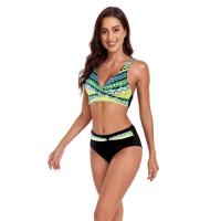 Traje de Baño de Dos Piezas Estilo Vintage Tanga Alto con Impresión Retro Material de Dacron - details 12
