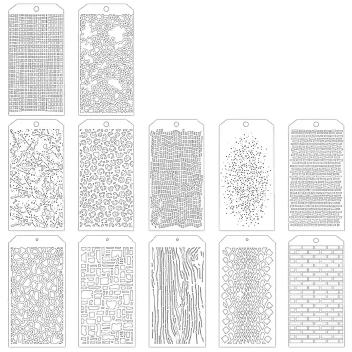 Plantillas para manualidades, 12 piezas, capas de puntos de ladrillo, textura de Arte de medios mixtos, plantillas para pintar en la fabricación de tarjetas - 1