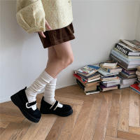 Calcetines de lana hasta la pantorrilla para mujer, medias apiladas de color café gruesas, hasta la rodilla, japonesas, con doble aguja, Otoño/Invierno - details 2