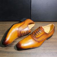 Zapatos de cuero con cordones de piel de vaca cepillada a mano con punta puntiaguda - details 4