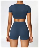 Pantalones cortos deportivos para mujer, mallas para Yoga, pantalones cortos para correr, a prueba de sentadillas, cintura alta, pantalones cortos ajustados para Fitness, pantalones cortos de entrenamiento con realce para ciclismo y gimnasio - details 12