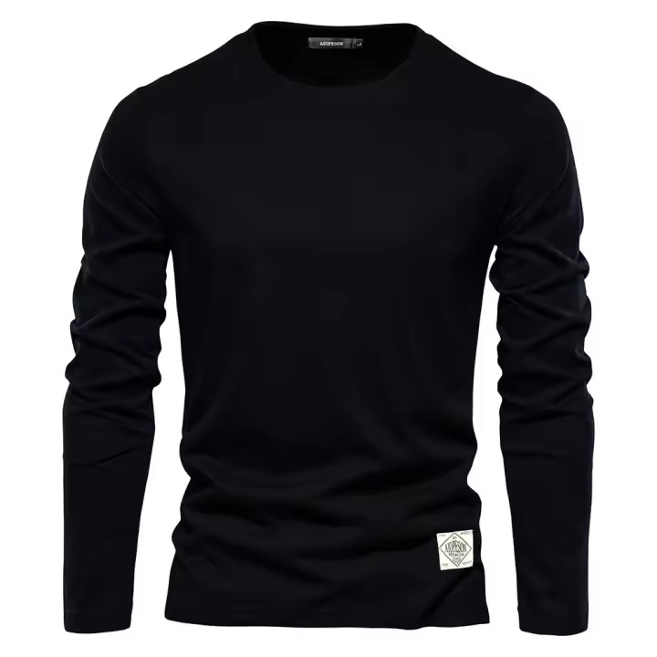 día del padre Camiseta de manga larga de algodón 100% de otoño para hombres Camisetas casuales sólidas para hombres Tops masculinos de alta calidad Ropa clásica Camisetas para hombres - 1