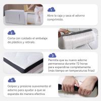 Colchón de Espuma viscoelástica con Gel refrescante Topper, Funda removible y Lavable, 160 x 200 cm, 7 cm, Blanco - details 7