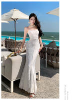 2025 vestido de vacaciones blanco marfil de noche elegante de estilo francés de gama alta falda camisola adelgazante ajustada - details 10