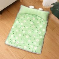 Estera de enfriamiento duradera de seda de hielo para mascotas con almohada, cama refrescante para perros resistente a mordeduras, almohadilla de verano Rectangular transpirable para mascotas para cachorros y gatos - details 12